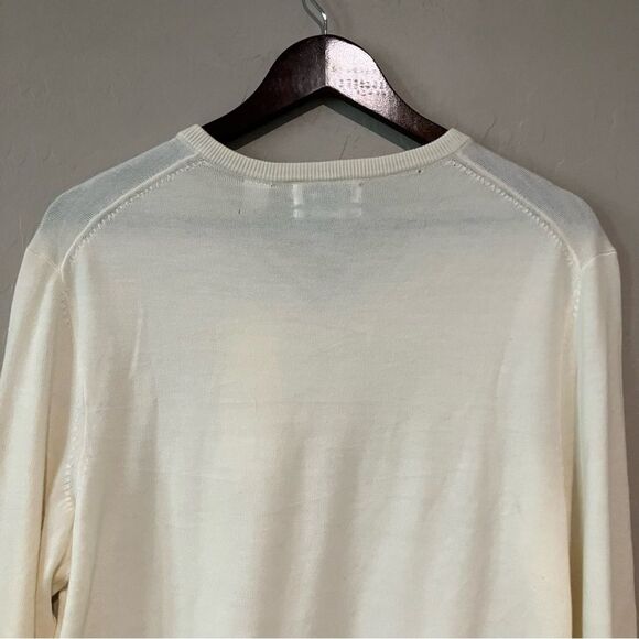 NWT Calvin Klein Cream V-Neck Merino Wool Washable Pullover Sweater Men's Size M - Picture 13 of 15
